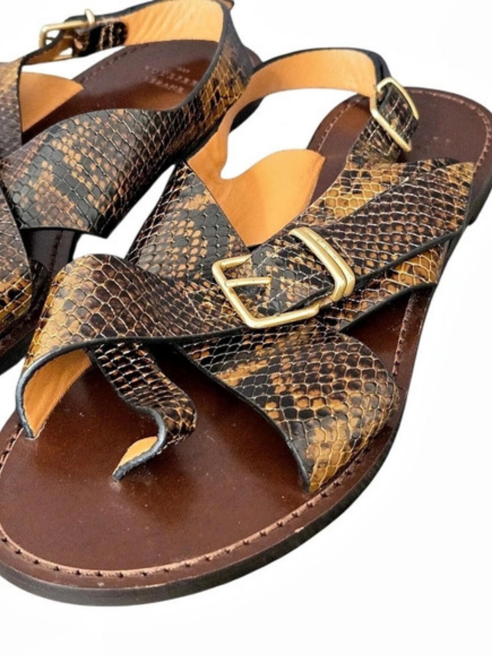 Souliers Sézane Judith Low Sandals Python/Animal Print Leather EU 40 / US 9